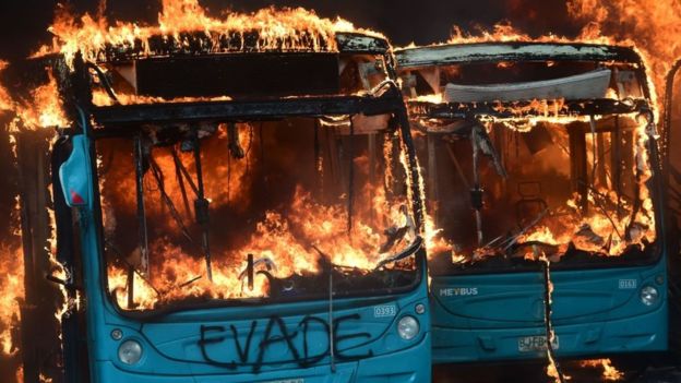 Chile enfrenta violentas manifestações
