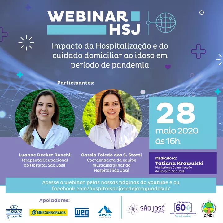 Hospital São José promove webinar sobre como manter a saúde de idosos durante a pandemia