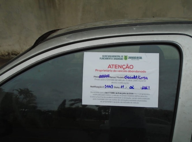 Em dois anos, lei de carros abandonados tem mais de 70 registros em Jaraguá do Sul