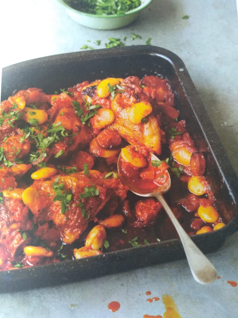 Frango Cozido Lentamente com Linguiça