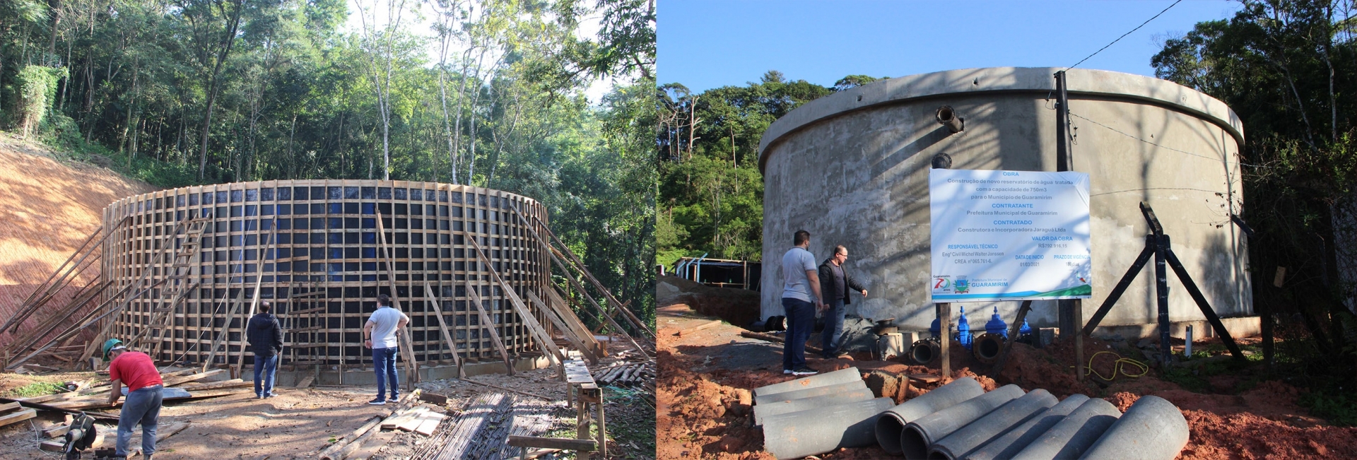Guaramirim constrói simultaneamente dois reservatórios de água