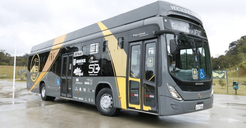 Ônibus elétrico começa a circular nesta sexta-feira em Jaraguá do Sul Ônibus elétrico começa a circular nesta sexta-feira em Jaraguá do Sul