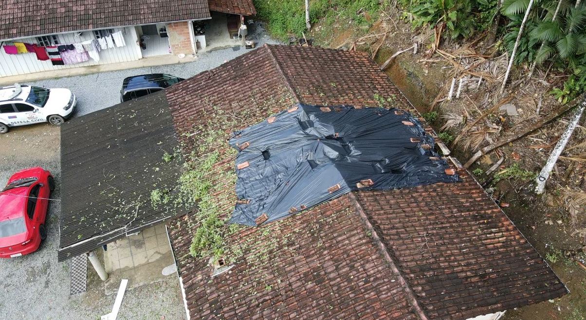 Árvore de grande porte cai em telhado e danifica quatro cômodos de residência em Jaraguá