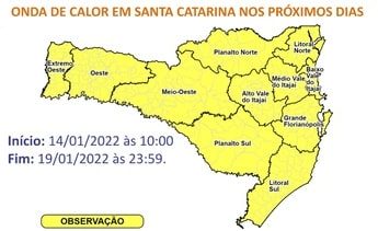 Defesa Civil alerta para onda de calor que deve chegar neste fim de semana em Santa Catarina