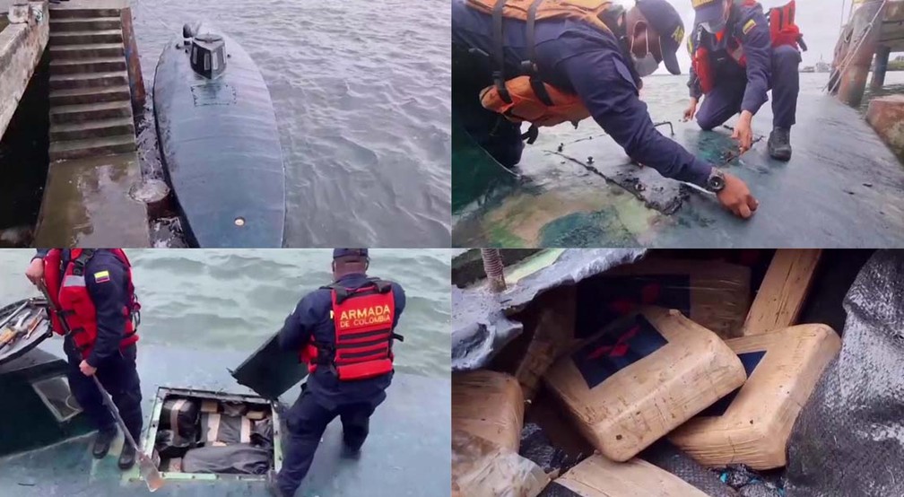 Marinha colombiana apreende quatro toneladas de cocaína em submarino