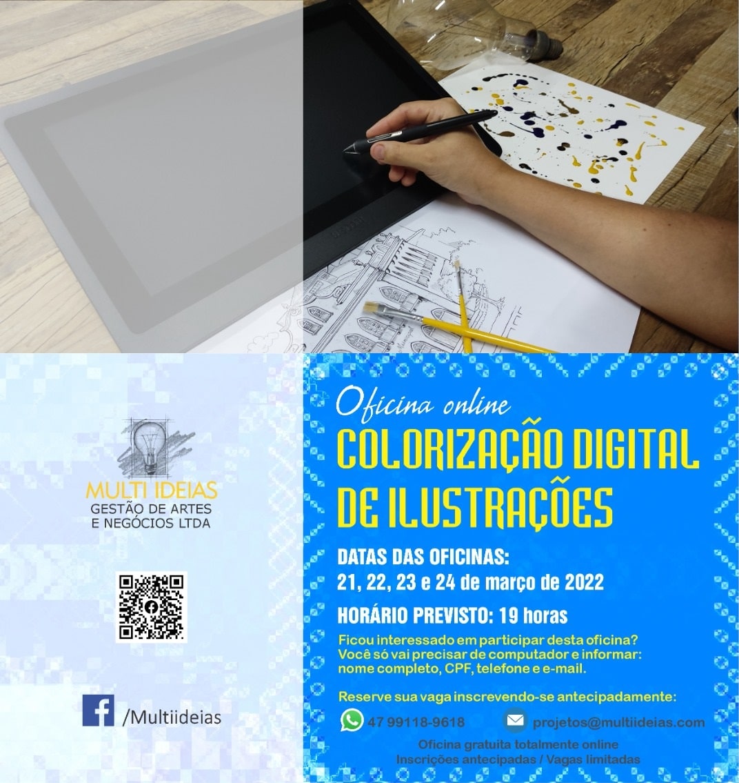 Oficina virtual de colorização digital e ilustração tem vagas em Jaraguá do Sul