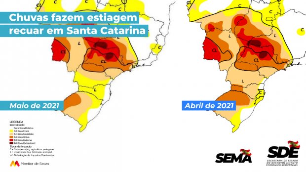Estiagem em maio recua em Santa Catarina, aponta Monitor de Secas Estiagem em maio recua em Santa Catarina, aponta Monitor de Secas