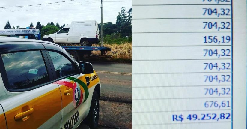 PMRv flagra veículo com quase R$ 50 mil em débitos na SC-480 em Chapecó