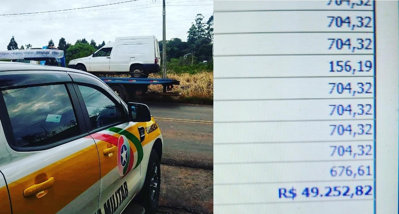 PMRv flagra veículo com quase R$ 50 mil em débitos na SC-480 em Chapecó