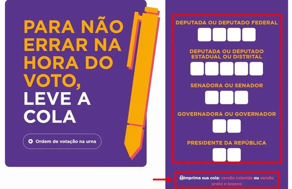 Justiça eleitoral recomenda que “cola” seja levada para a cabine