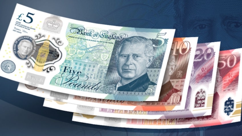 Rei Charles 3º aparece em notas da libra esterlina