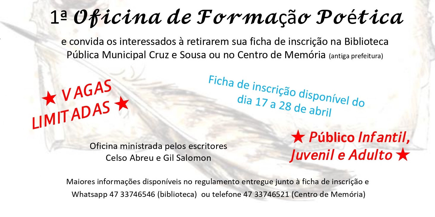 Cultura de Schroeder prepara a 1ª Oficina de Formação Poética