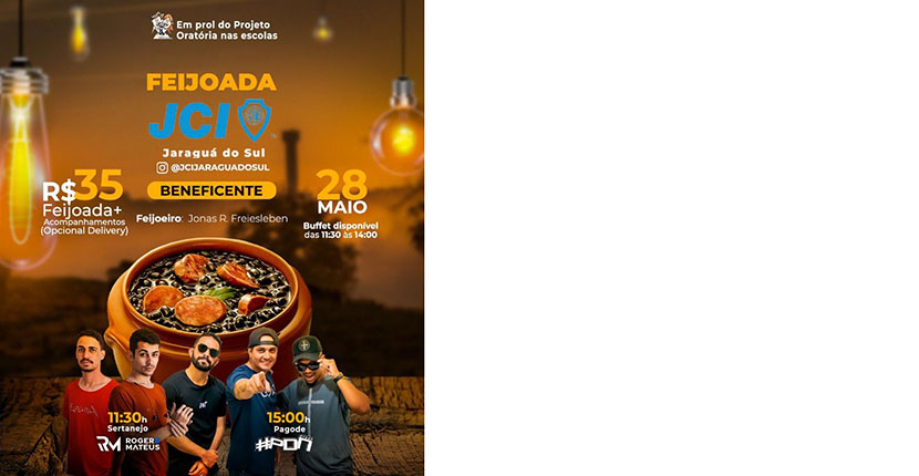 JCI realiza feijoada beneficente domingo, na Acaraí 