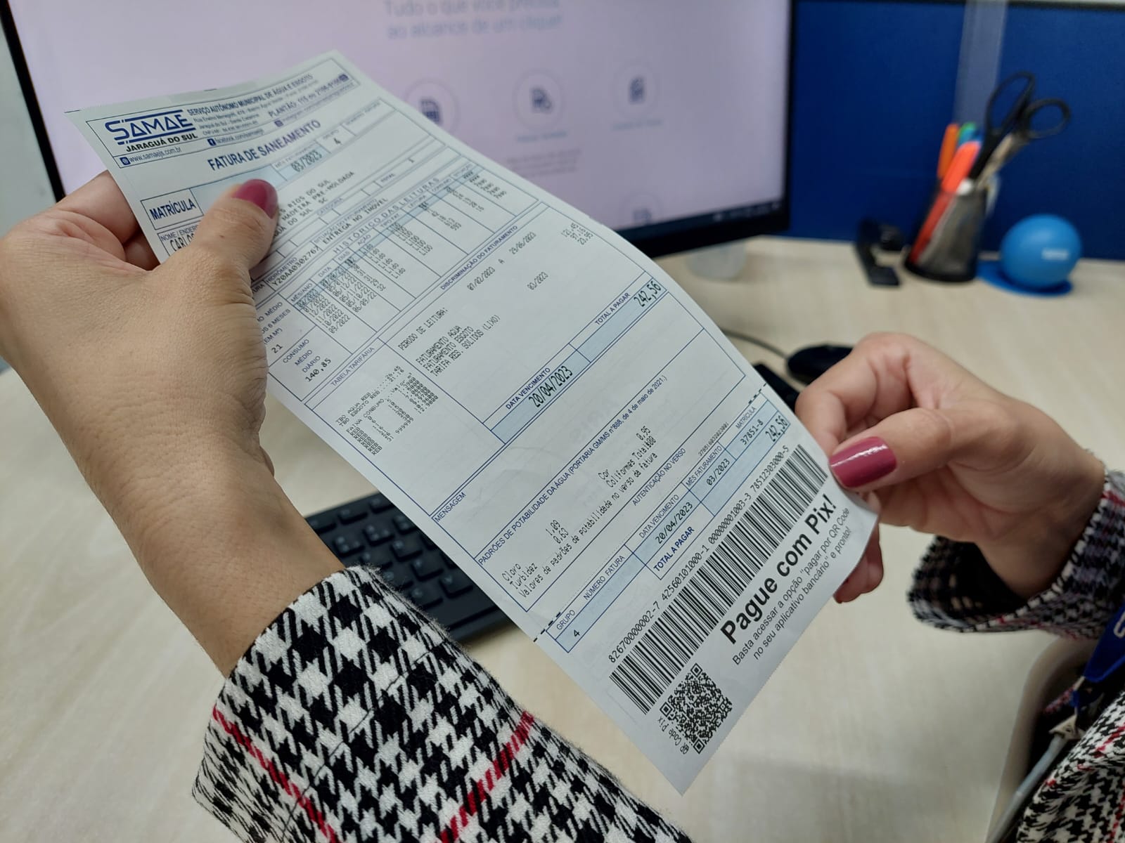 Fatura de água do Samae poderá ser paga via Pix