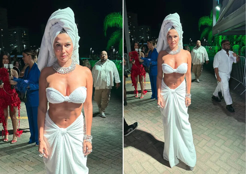 Deborah Secco usa look de toalha para Prêmio Multishow 2023: 'Acabei de sair do banho'