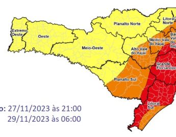 Previsão indica temporais com chuva intensa e volumosa a partir da noite desta segunda