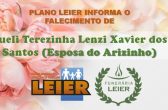 Plano Leier informa o falecimento de Sueli Terezinha Lenzi Xavier dos Santos (Esposa do Arizinho)