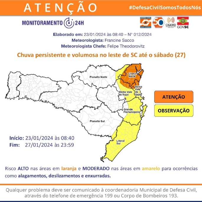Chuvas devem permanecer até sábado, alertam meteorologistas