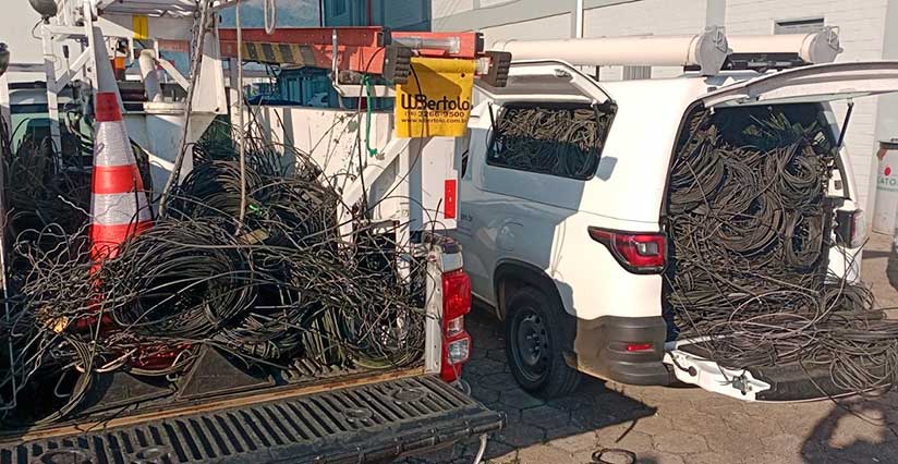 Mutirões de limpeza de postes retiraram 9,5 t de cabos em Jaraguá
