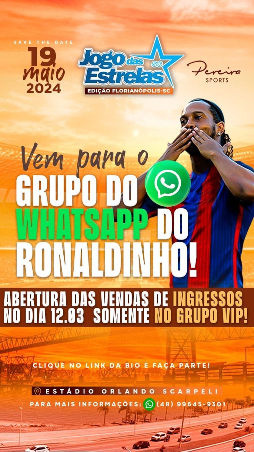 Futebol: Com presença de Ronaldinho Gaúcho, Jogo das Estrelas desembarca em Florianópolis