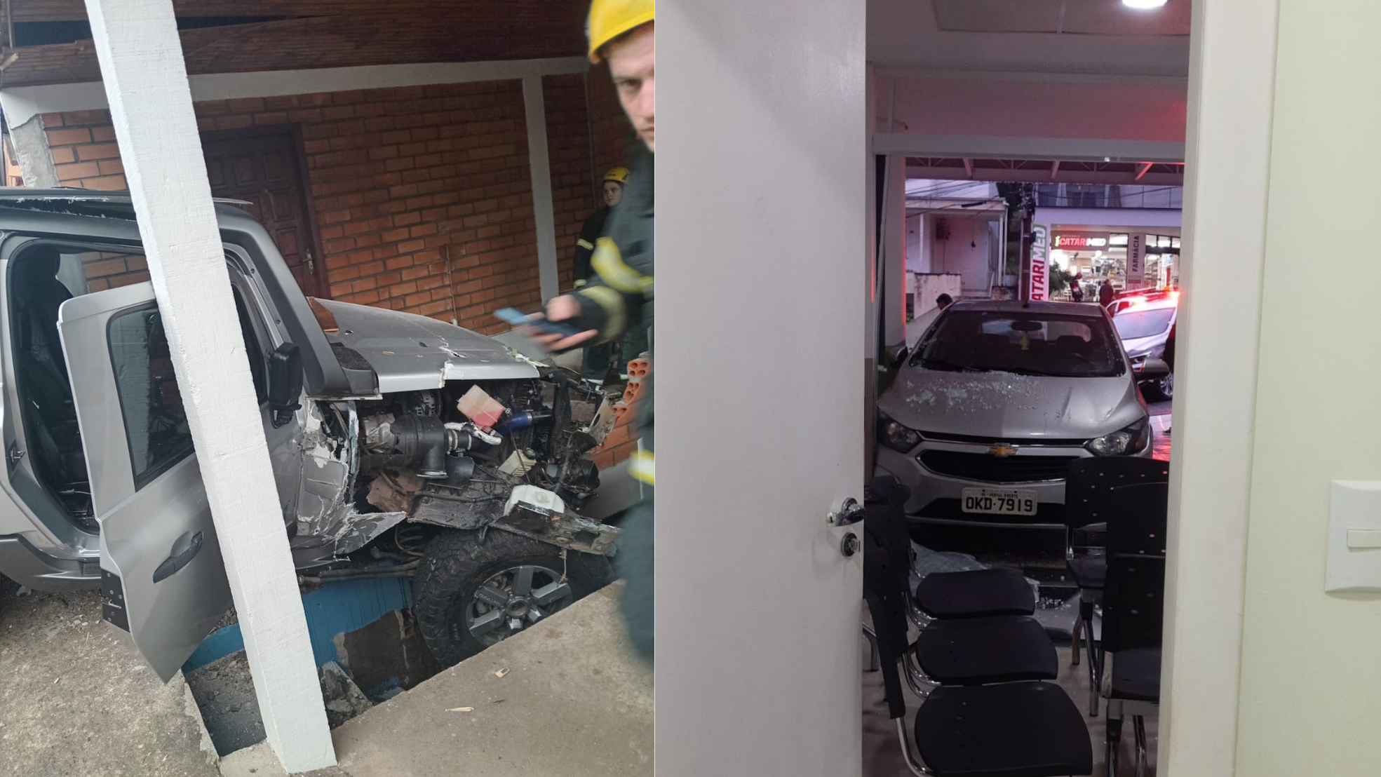 Acidente no centro de Herval d’oeste: deixa dono de casa assustado