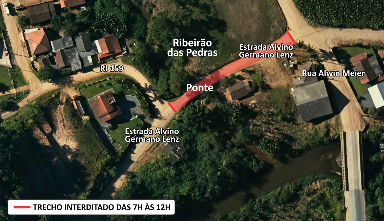 Manutenção de ponte na Rua Alvino Germano Lenz na sexta-feira (10)