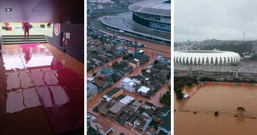 Solidariedade Futebol: Estádios de Inter e Grêmio são afetados por enchentes no Rio Grande do Sul