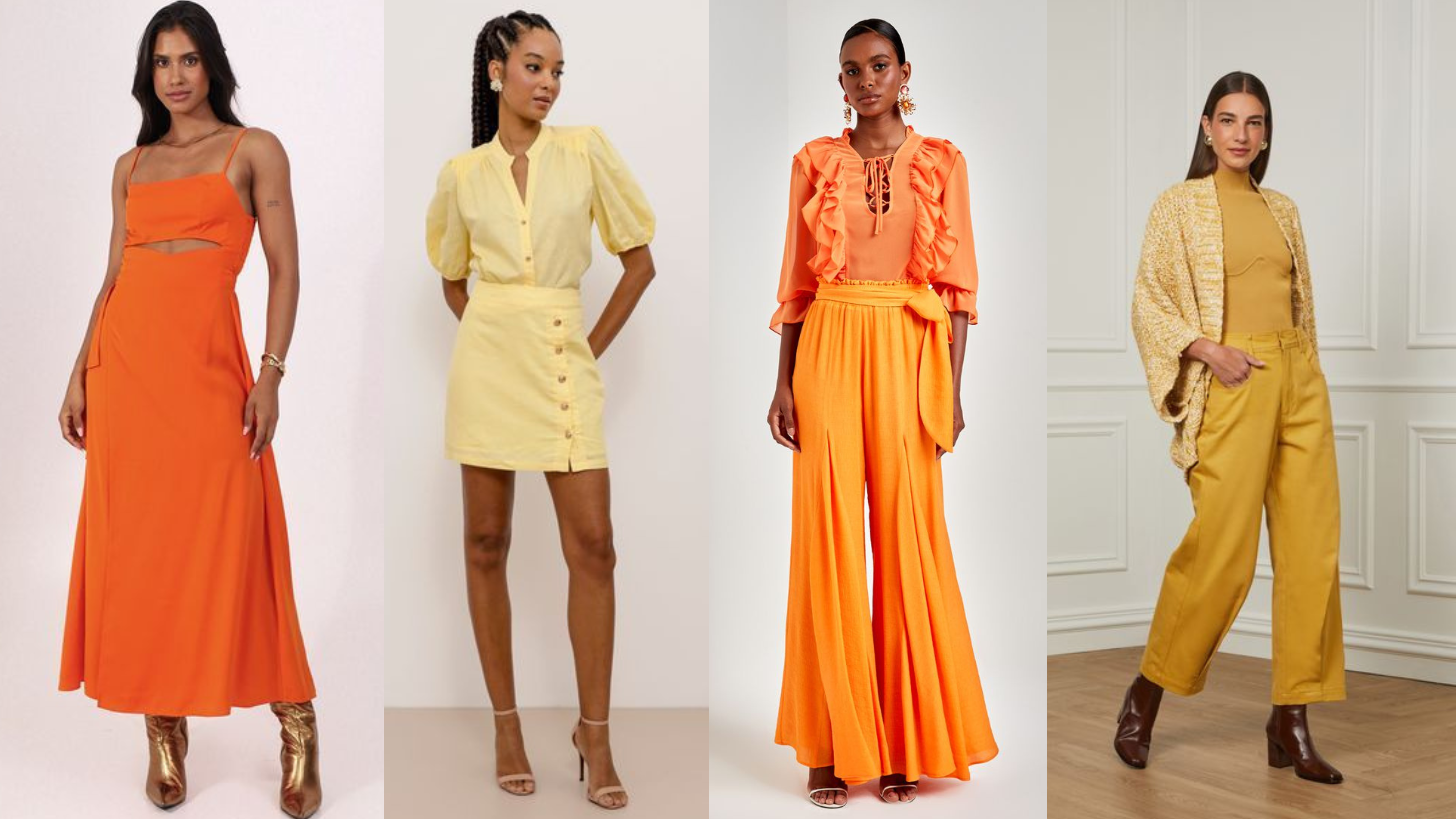 Looks amarelo e laranja - alegria na psicologia das cores