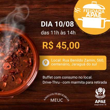 Apae comercializa cartões para a sua feijoada anual