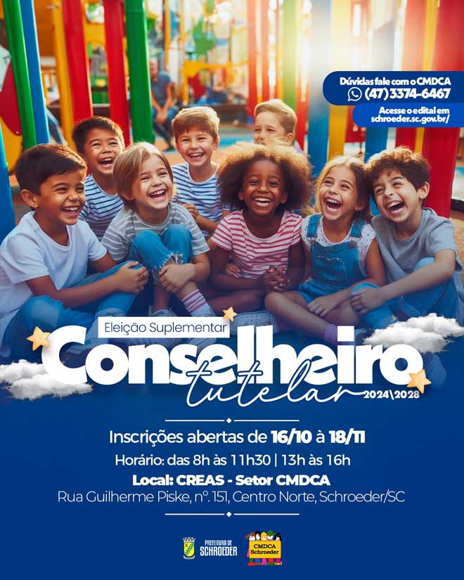 Schroeder fará eleição de membros suplentes do Conselho Tutelar
