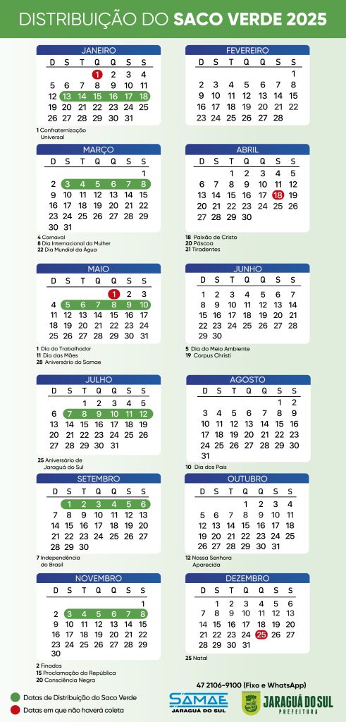Calendário de distribuição