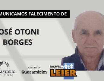 Plano Leier e a Funerária Guaramirim comunicam o falecimento de José Otoni Borges