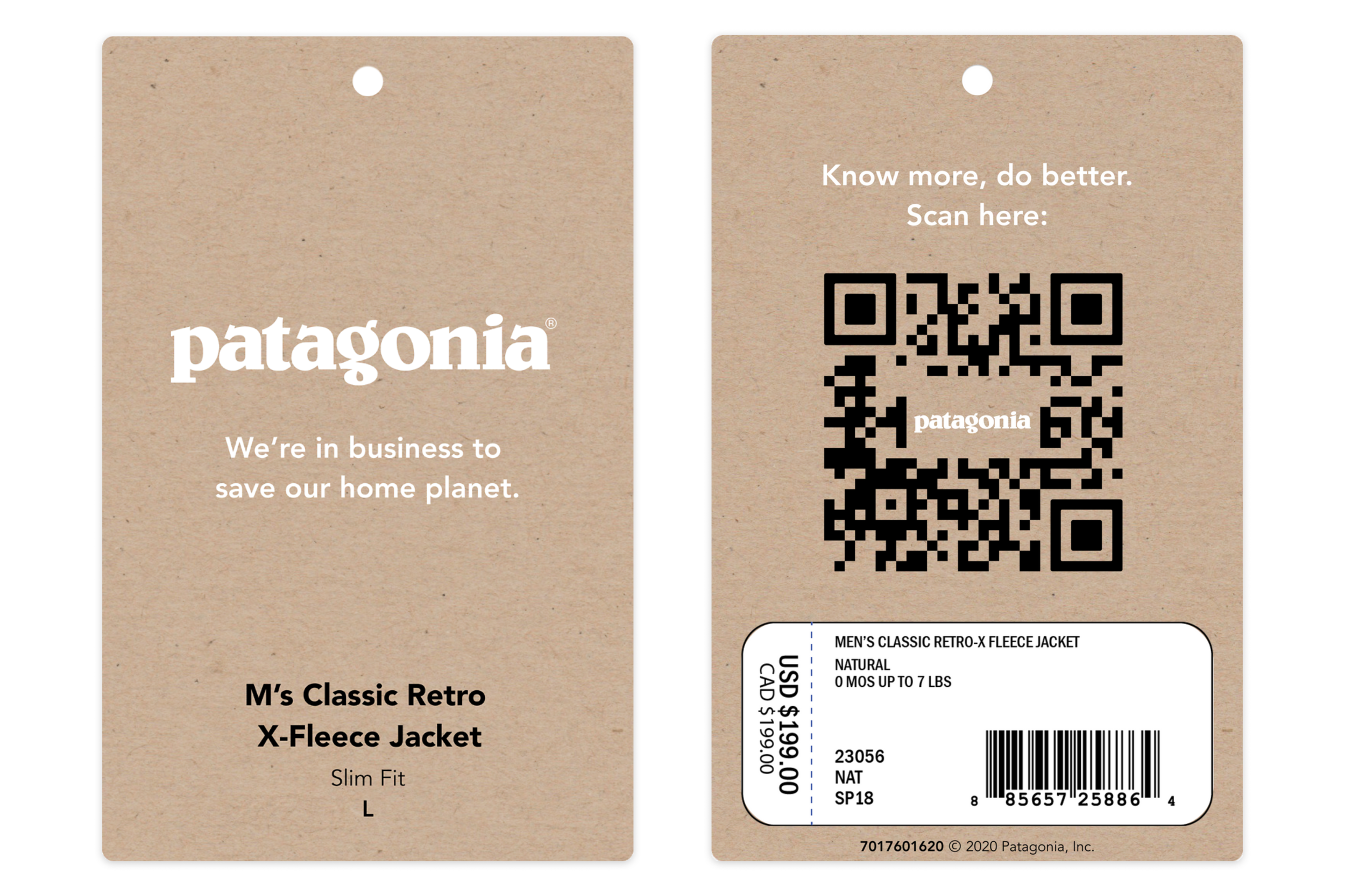 Etiqueta Patagonia mostrando como é uma marca sustentável