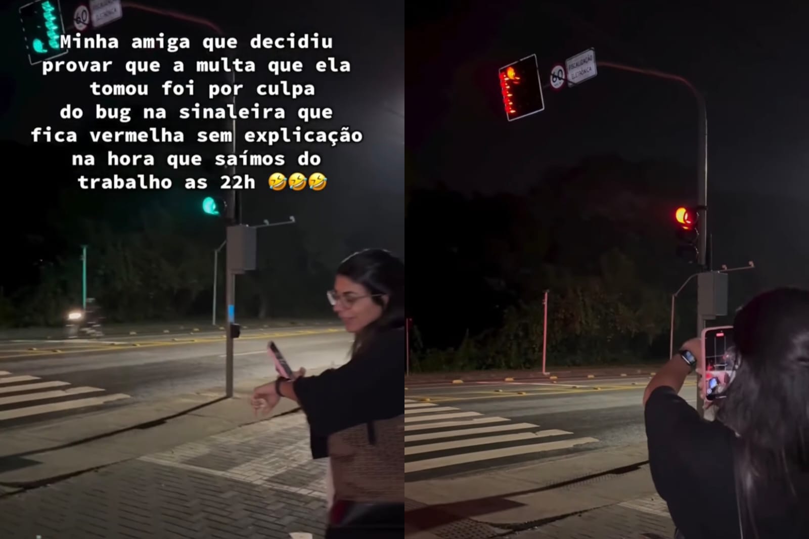 Jovem grava semáforo com falha em Blumenau que gerava multas indevidas às 22h