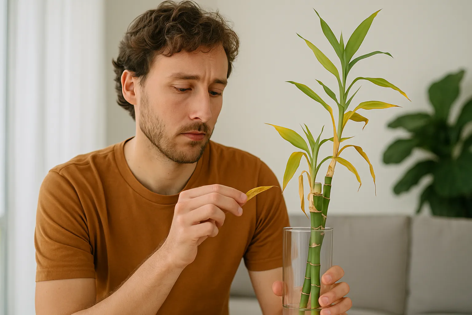 5 macetes para recuperar seu bambu da sorte com folhas amareladas