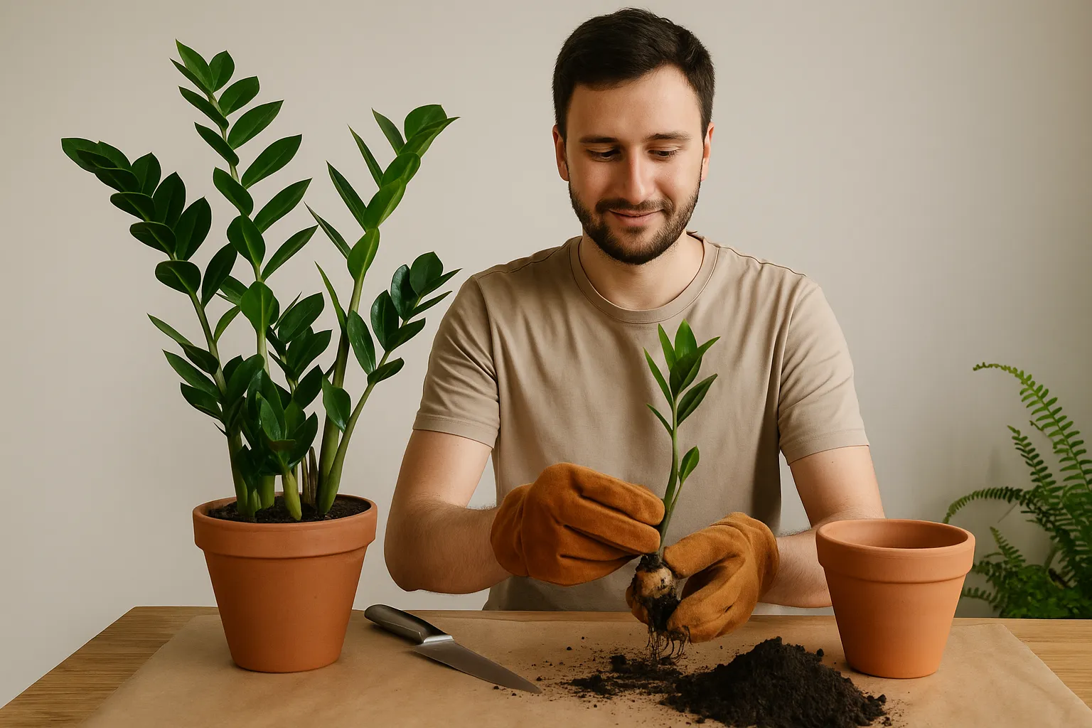 6 passos para fazer mudas de zamioculca por divisão dos rizomas