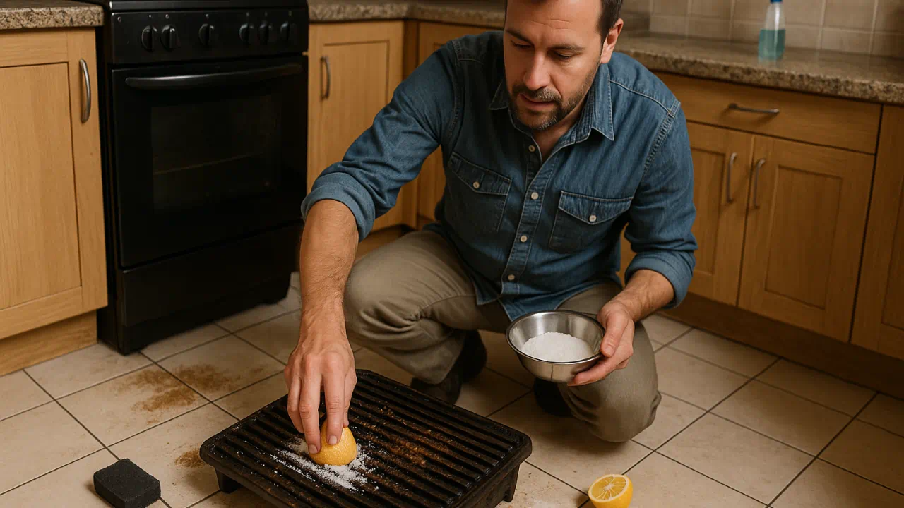 Cozinheiros estão limpando pisos e grelhas pesadas em minutos com 6 truques surpreendentes com sal