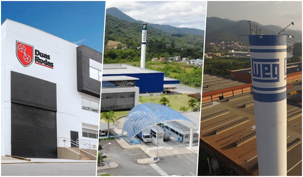 Montagem com 3 fotos de empresas que estão na matéria.