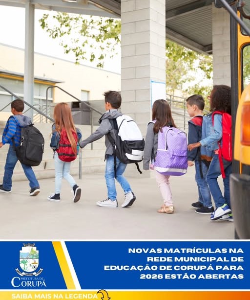 Novas matrículas na rede municipal de Corupá vão até 25 de novembro