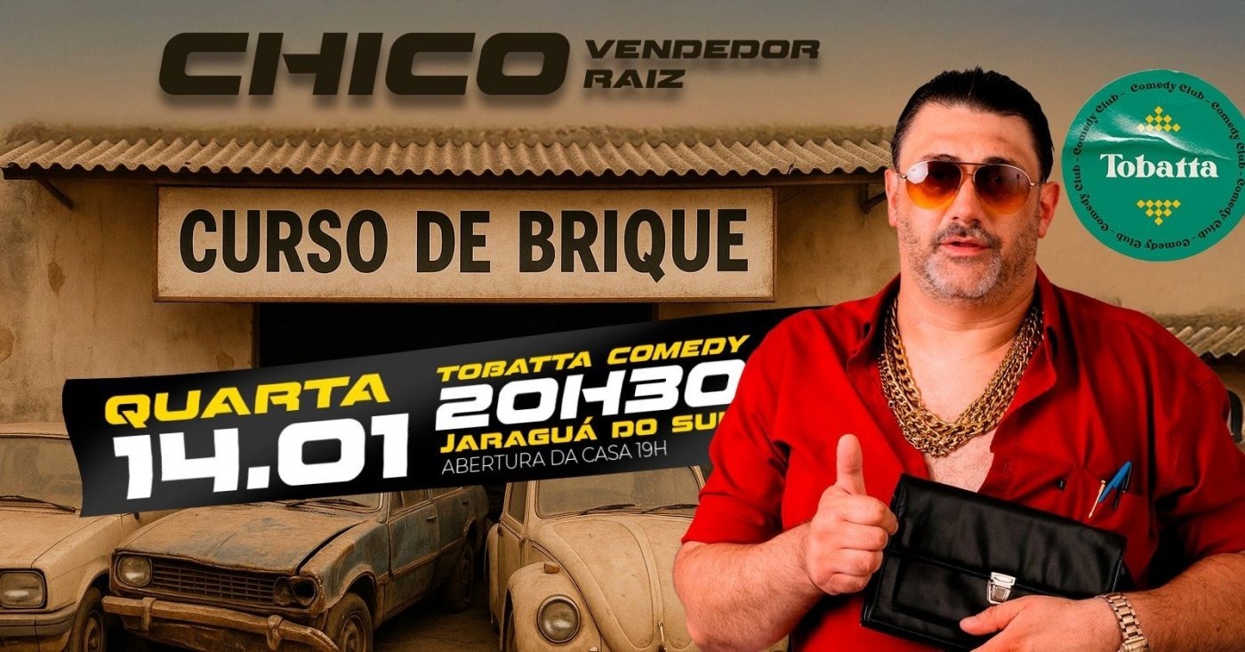 Comédia gaúcha: Chico, o Vendedor Raiz, apresenta stand up em Jaraguá; veja!