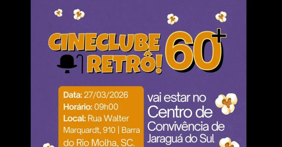 Cine Retrô 60+ terá sessão gratuita para idosos em Jaraguá do Sul