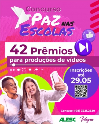 Estudantes de SC podem ganhar R$ 5 mil com vídeos sobre cultura de paz nas escolas