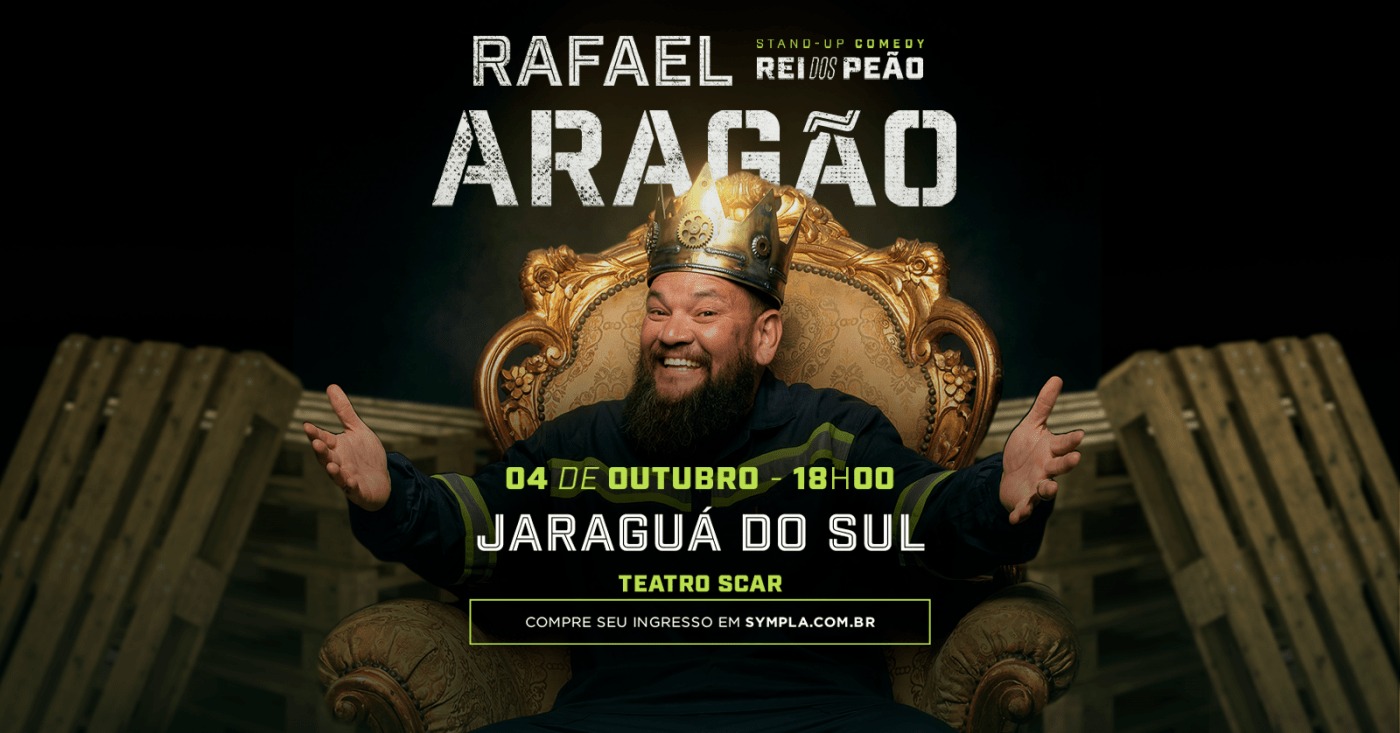 Rafael Aragão traz a Jaraguá do Sul espetáculo de humor sobre histórias do chão de fábrica; veja data e informações