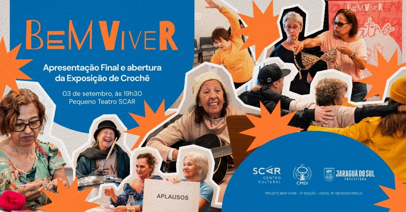 SCAR recebe exposição de crochê com trabalhos produzidos por participantes do projeto Bem Viver em Jaraguá do Sul