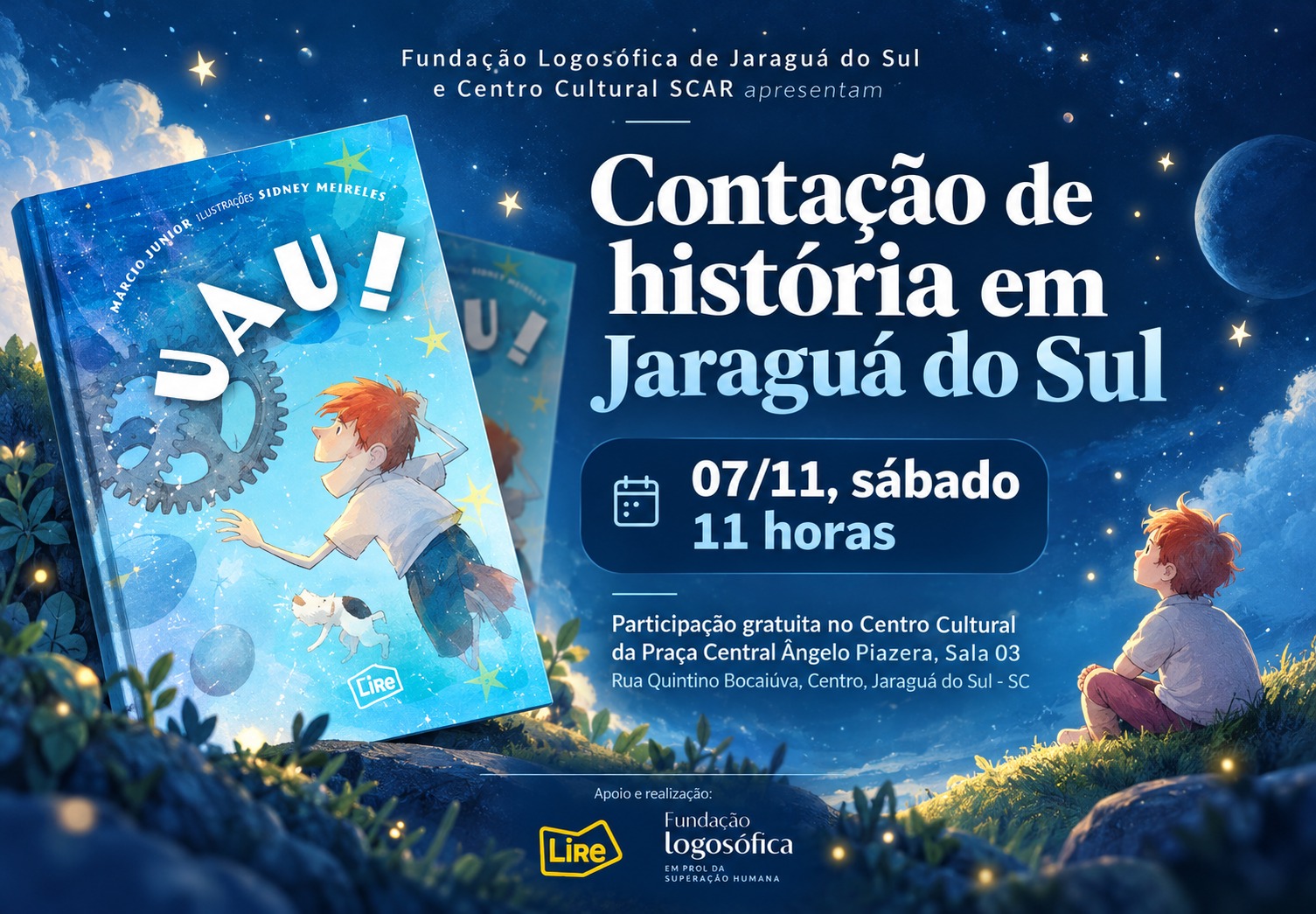 SCAR na Praça recebe contação gratuita de Ual! para crianças e famílias em 7 de novembro